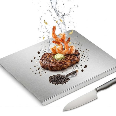 Pure Titanium Cutting Board with Lip, 99.7% Titanium, Long Lasting Kitchen Prep Board