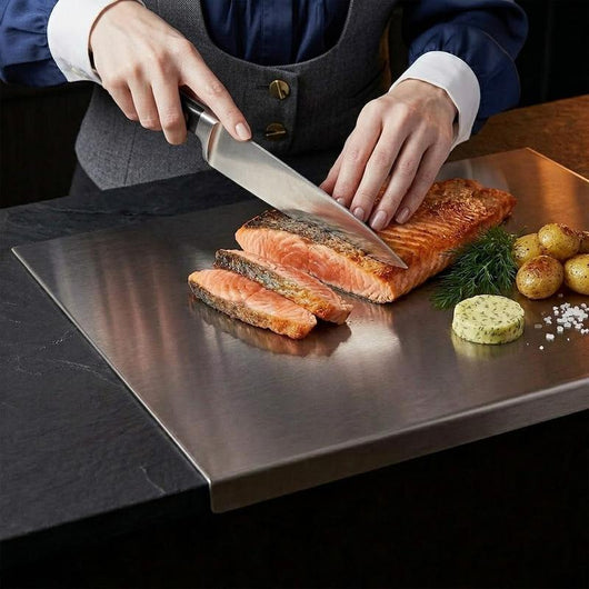 Pure Titanium Cutting Board with Lip, 99.7% Titanium, Long Lasting Kitchen Prep Board