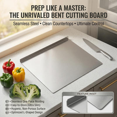 Pure Titanium Cutting Board with Lip, 99.7% Titanium, Long Lasting Kitchen Prep Board