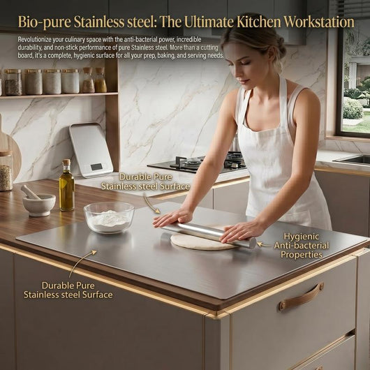 Pure Titanium Cutting Board with Lip, 99.7% Titanium, Long Lasting Kitchen Prep Board